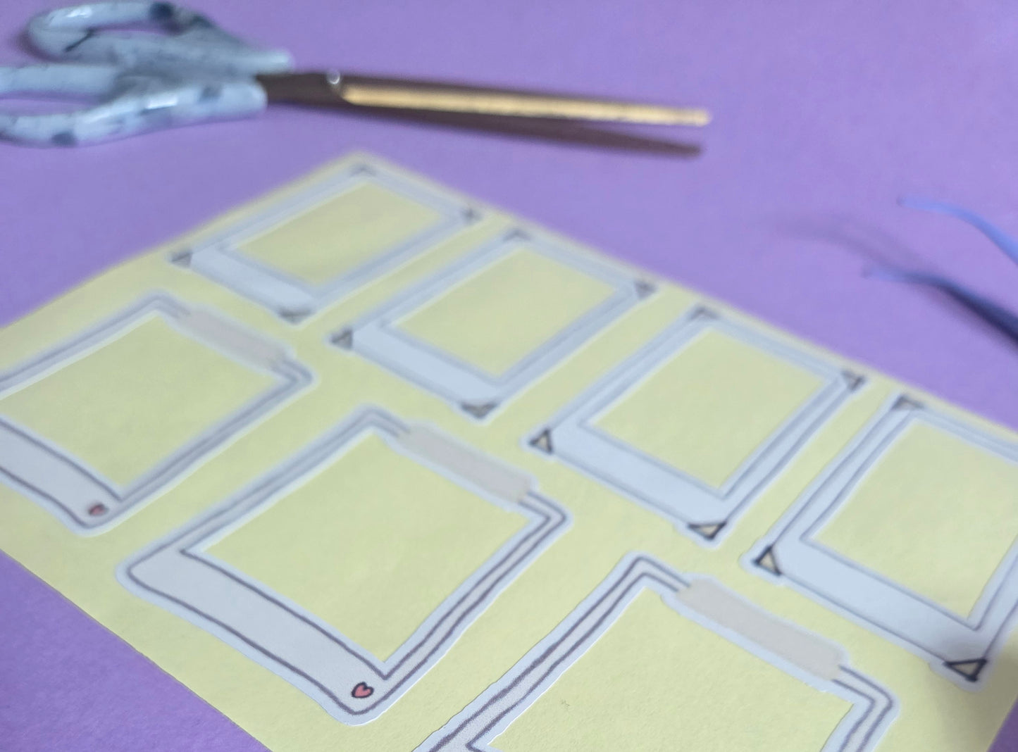 Polaroid Frame Stickers A5 Sheet Design 1 | Journal Scrapbook Stickers | Printable Photo Frame Stickers for Crafts | Planner Decor | Cute Polaroid Frames