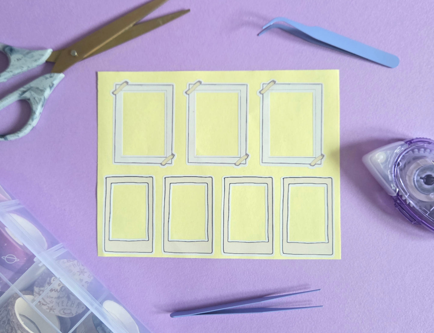 Polaroid Frame Stickers A5 Sheet Design 2 | Journal Scrapbook Stickers | Printable Photo Frame Stickers for Crafts | Planner Decor | Cute Polaroid Frames