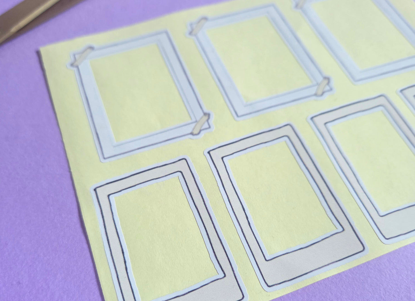 Polaroid Frame Stickers A5 Sheet Design 2 | Journal Scrapbook Stickers | Printable Photo Frame Stickers for Crafts | Planner Decor | Cute Polaroid Frames