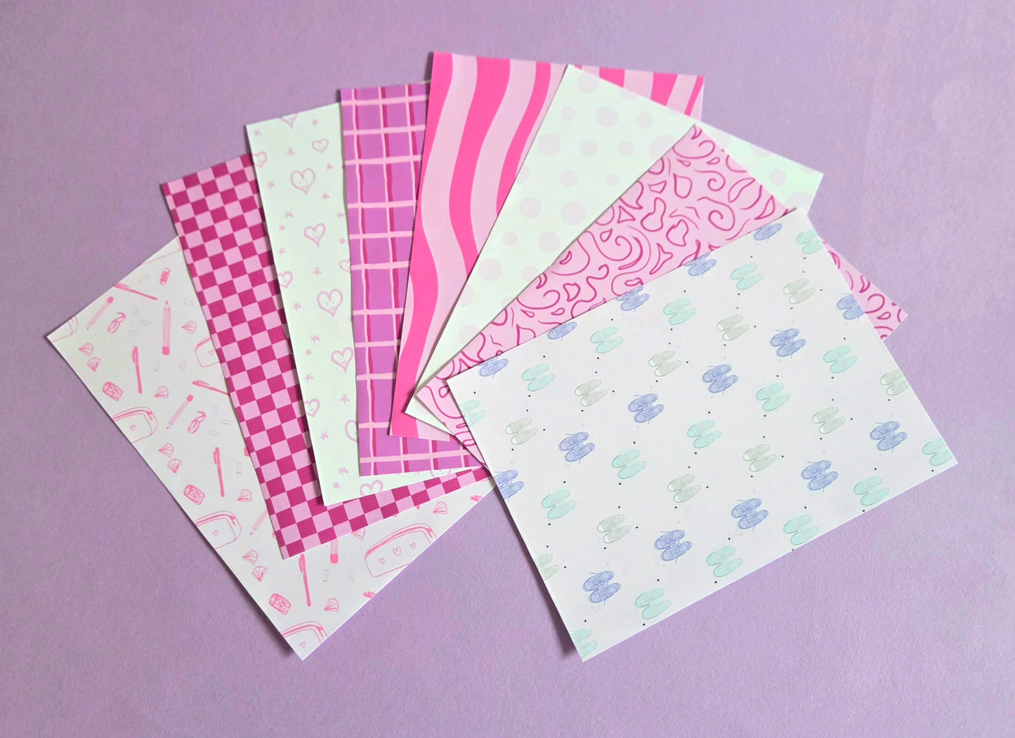 Pink Patterned Paper Pack A5 | Scrapbook Paper Set 8 Sheets | 100gsm Journaling Paper | Cute Pink Backgrounds for Crafts, Card Making & Journals