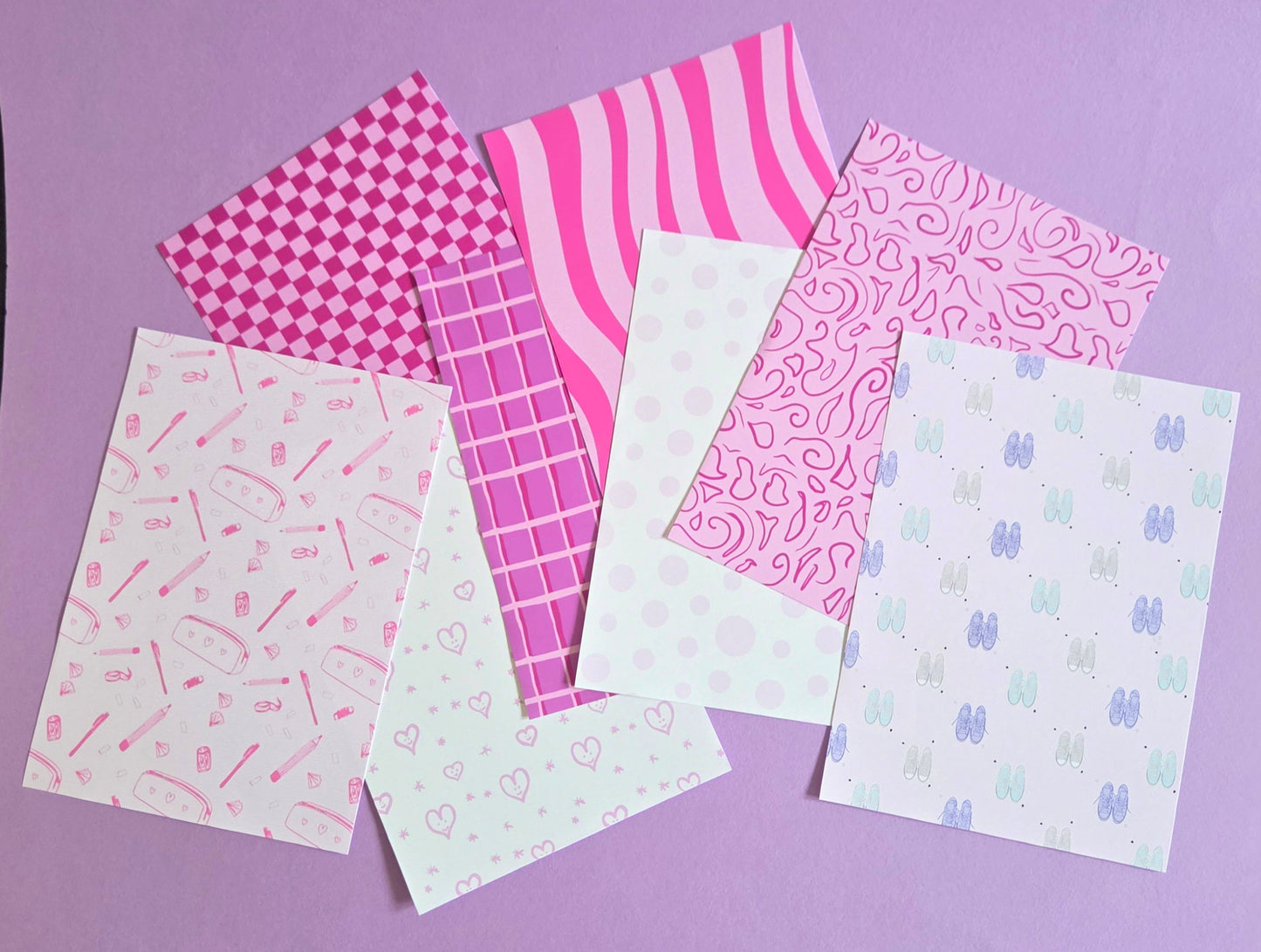 Pink Patterned Paper Pack A5 | Scrapbook Paper Set 8 Sheets | 100gsm Journaling Paper | Cute Pink Backgrounds for Crafts, Card Making & Journals