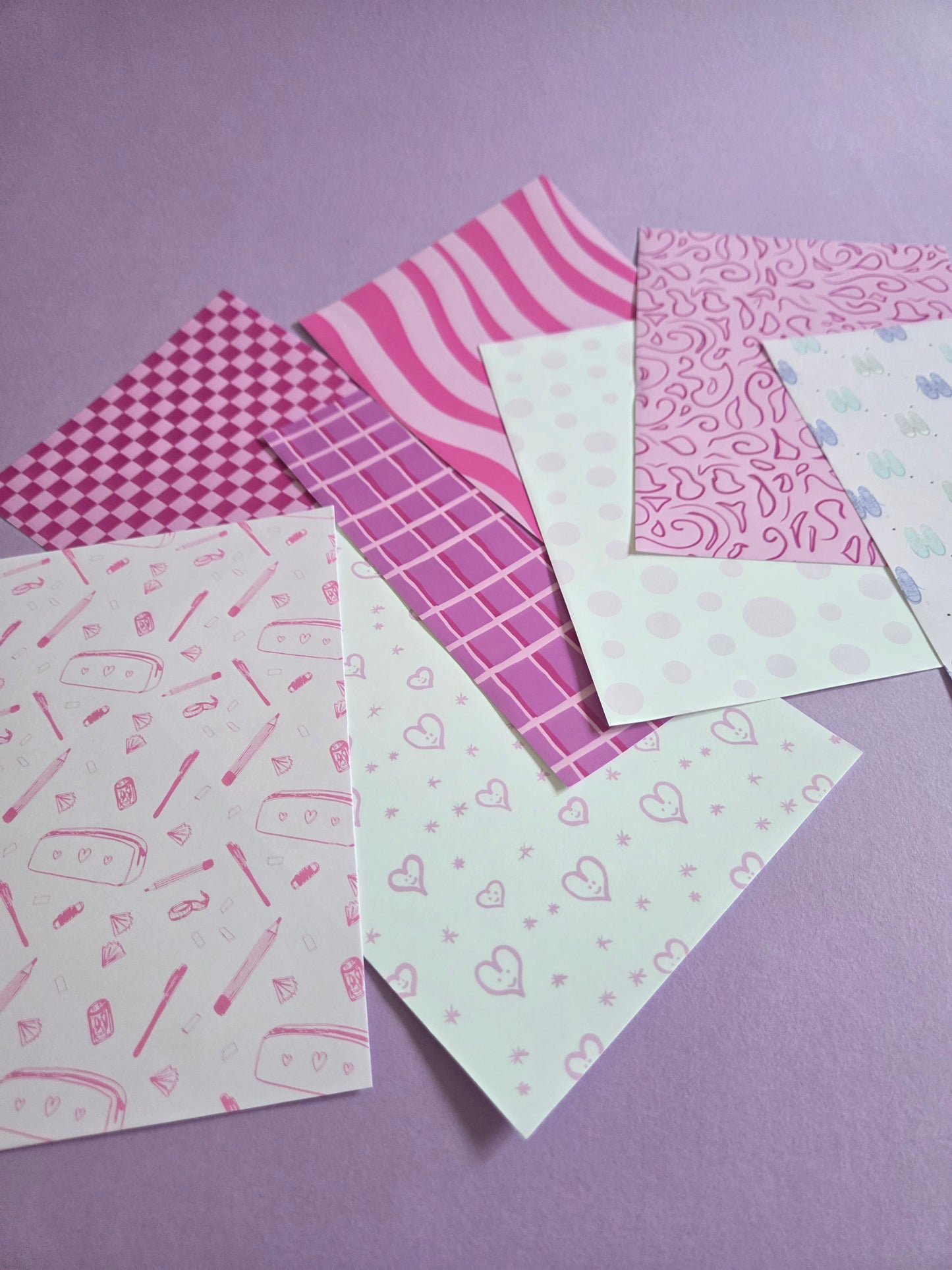 Pink Patterned Paper Pack A5 | Scrapbook Paper Set 8 Sheets | 100gsm Journaling Paper | Cute Pink Backgrounds for Crafts, Card Making & Journals