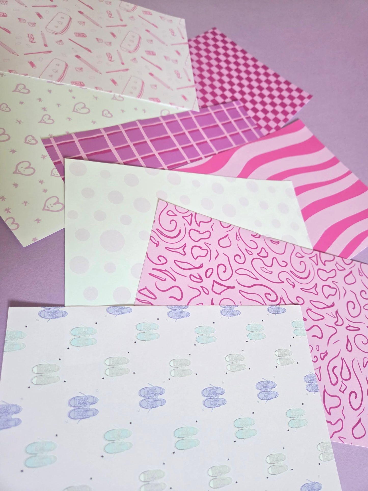 Pink Patterned Paper Pack A5 | Scrapbook Paper Set 8 Sheets | 100gsm Journaling Paper | Cute Pink Backgrounds for Crafts, Card Making & Journals