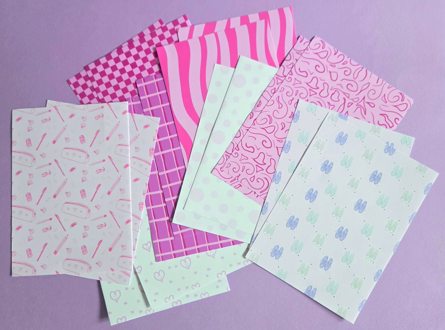 Pink Set of 16 Patterned Paper Pack A5 | Scrapbook Paper Set 8 Sheets | 100gsm Journaling Paper | Cute Pink Backgrounds for Crafts, Card Making & Journals | Exclusive Super Scrap Pack Pink Designs