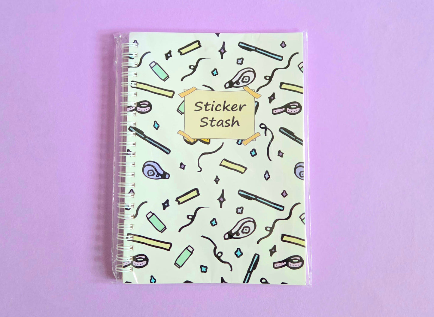 A5 "Sticker Stash" Reusable Sticker Book – 50 Page Wax Release Paper Album for Organising Stickers | Spiral Sticker Storage Notebook