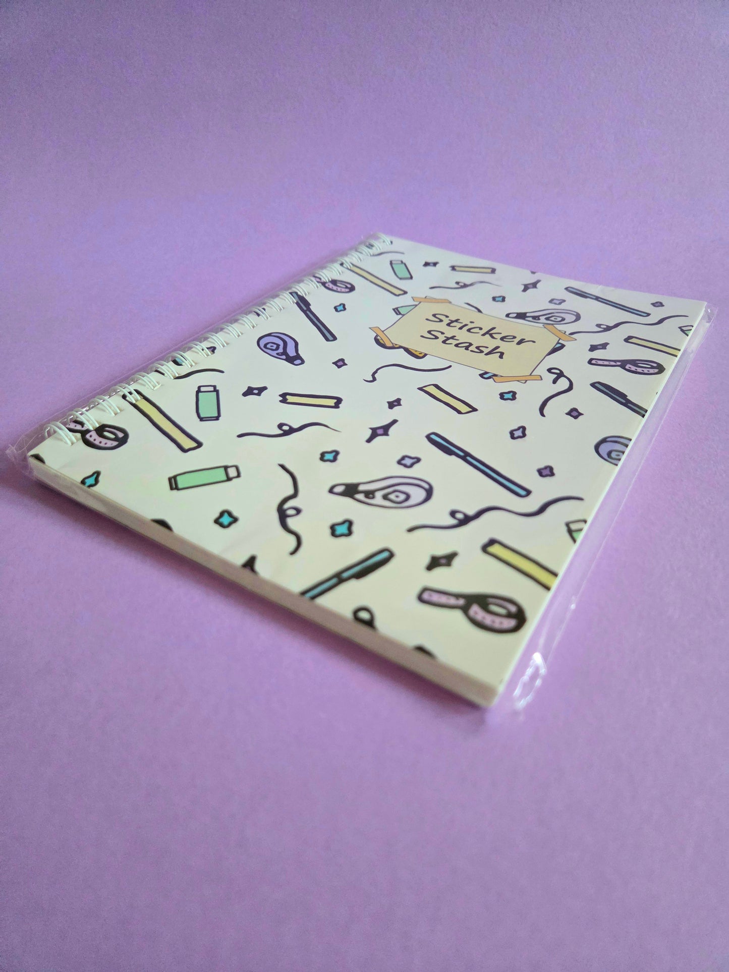 A5 "Sticker Stash" Reusable Sticker Book – 50 Page Wax Release Paper Album for Organising Stickers | Spiral Sticker Storage Notebook