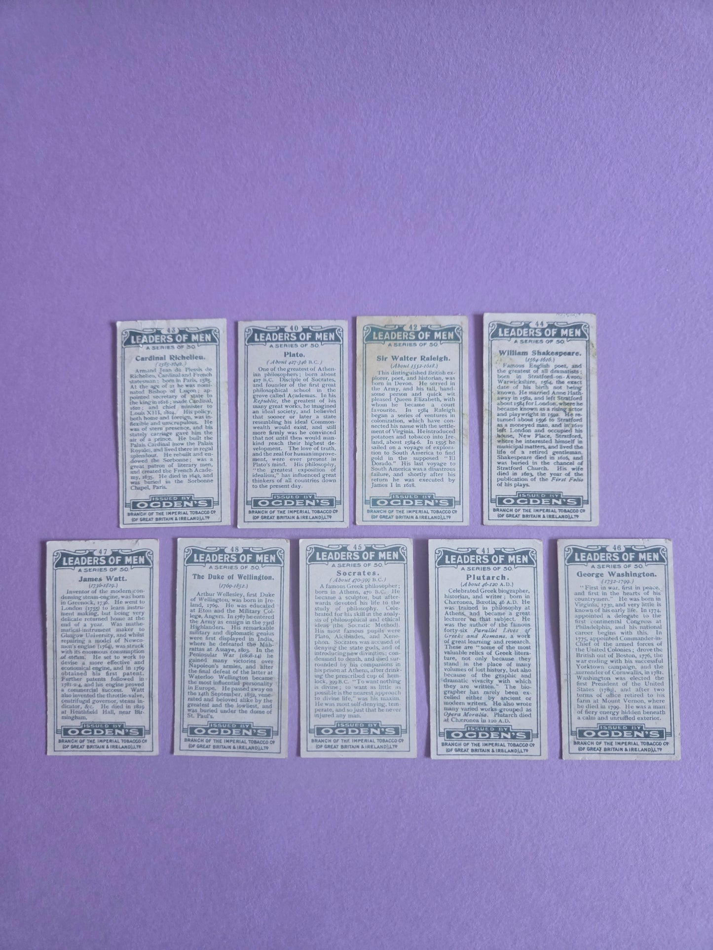 Vintage Ogden’s Cigarette Tea Cards Bundle – Historical Portraits Leaders of Men  Ephemera for Junk Journals, Scrapbooking & Crafts