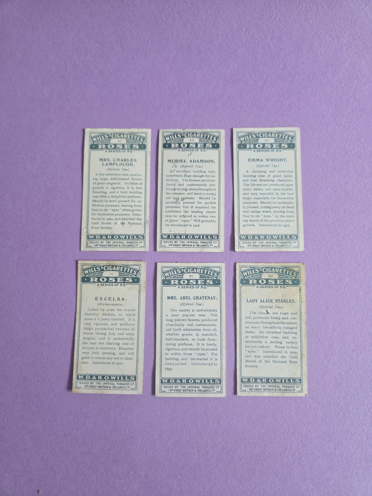 Vintage Rose Cigarette Tea Cards Bundle 2 – Wills “Roses” Collectible Ephemera for Junk Journals & Scrapbooks