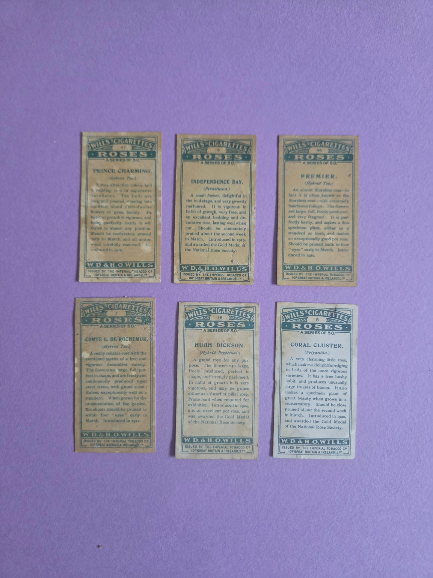 Vintage Rose Cigarette Tea Cards Bundle 3 – Wills “Roses” Collectible Ephemera for Junk Journals & Scrapbooks