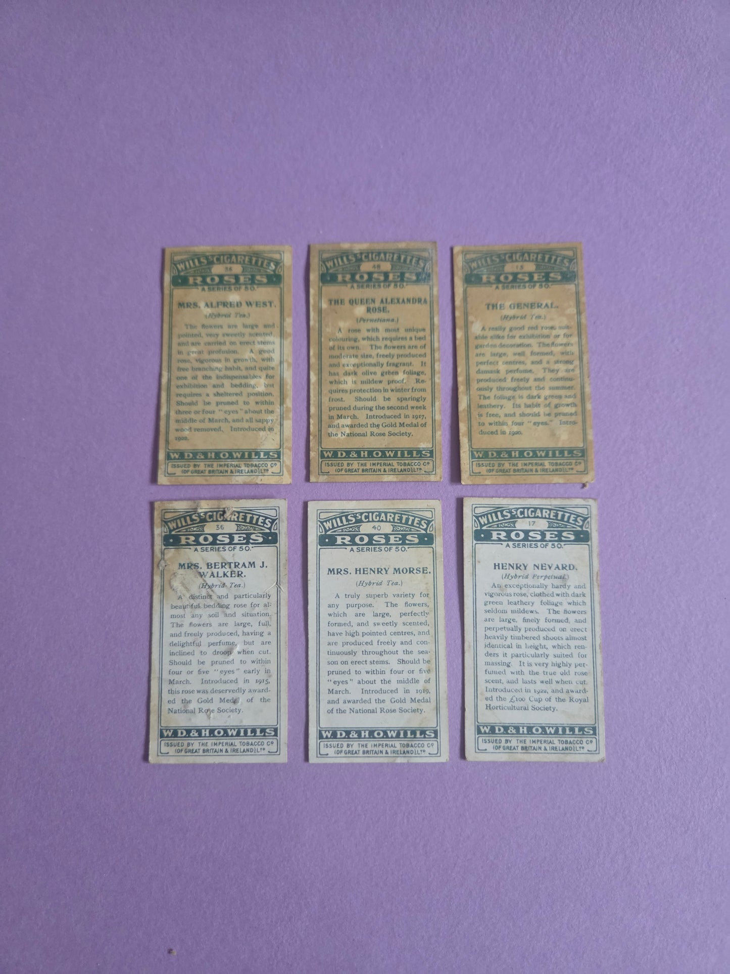 Vintage Rose Cigarette Tea Cards Bundle 4 – Wills “Roses” Collectible Ephemera for Junk Journals & Scrapbooks