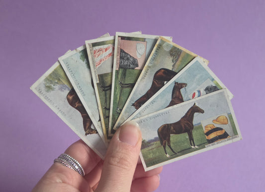 Vintage 1926 Derby Horse Entrants Cigarette Tea Cards Bundle 2 – Ogden’s Racing Horse Ephemera Bundle | Collectible Cards for Junk Journals & Scrapbooks