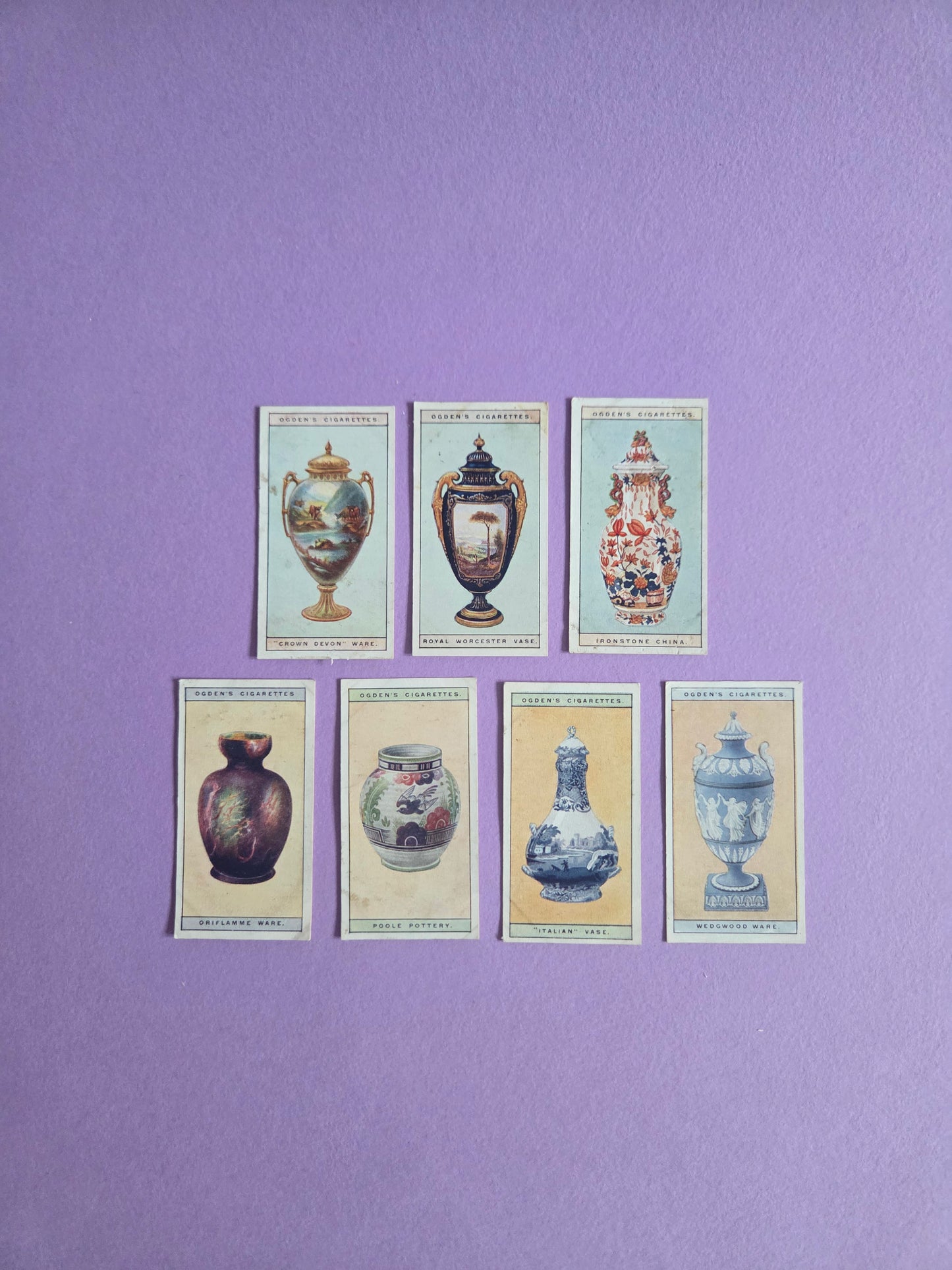 Modern British Pottery Cigarette Tea Cards Bundle 1 – Vintage Collectible Ogden’s Tea Cards for Junk Journals & Scrapbooks