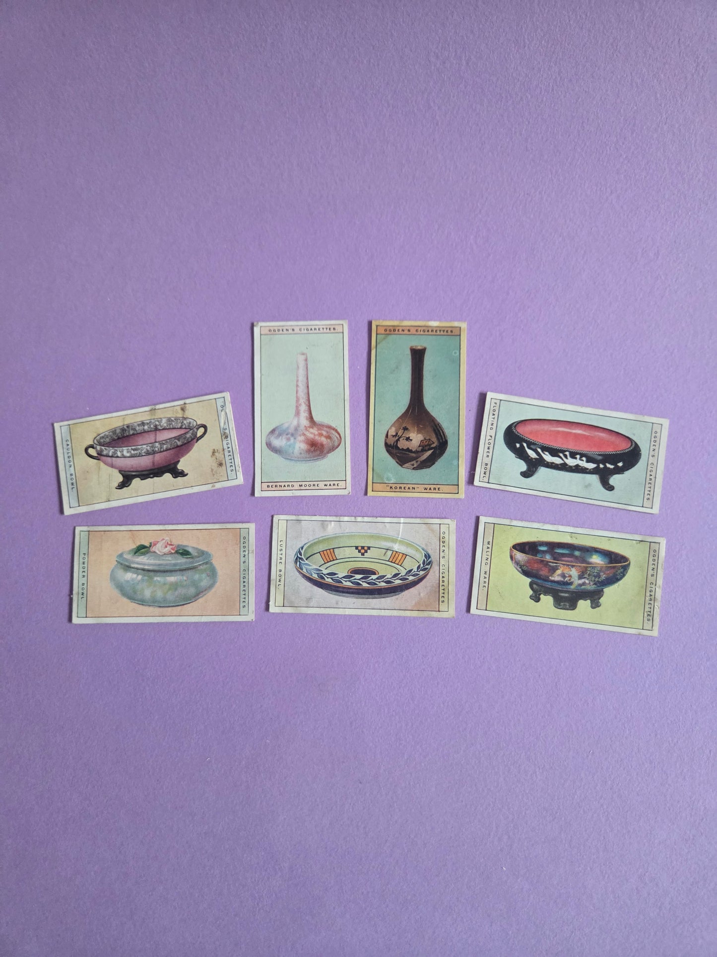 Modern British Pottery Cigarette Tea Cards Bundle 2 – Vintage Collectible Ogden’s Tea Cards for Junk Journals & Scrapbooks