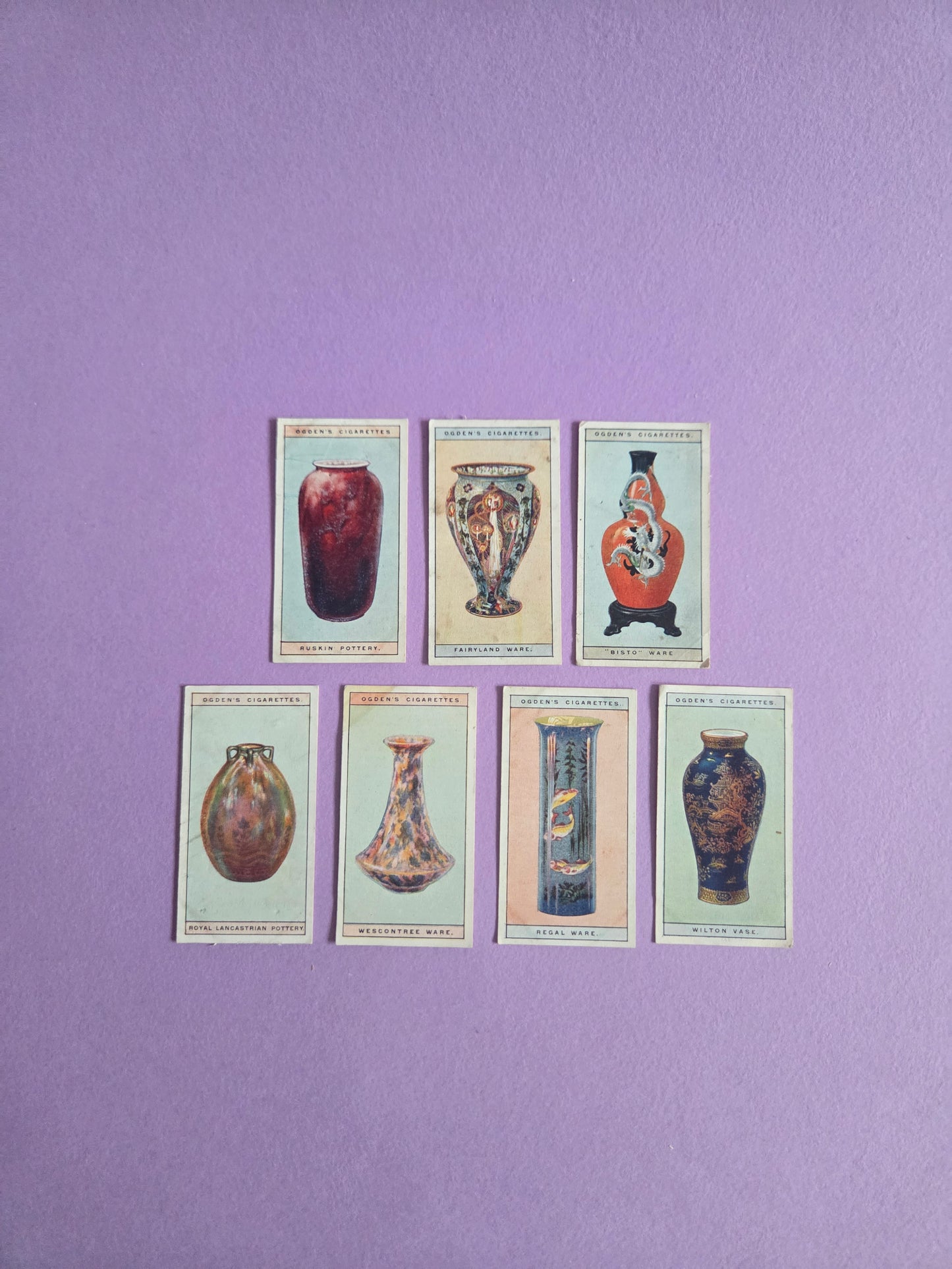 Modern British Pottery Cigarette Tea Cards Bundle 3 – Vintage Collectible Ogden’s Tea Cards for Junk Journals & Scrapbooks