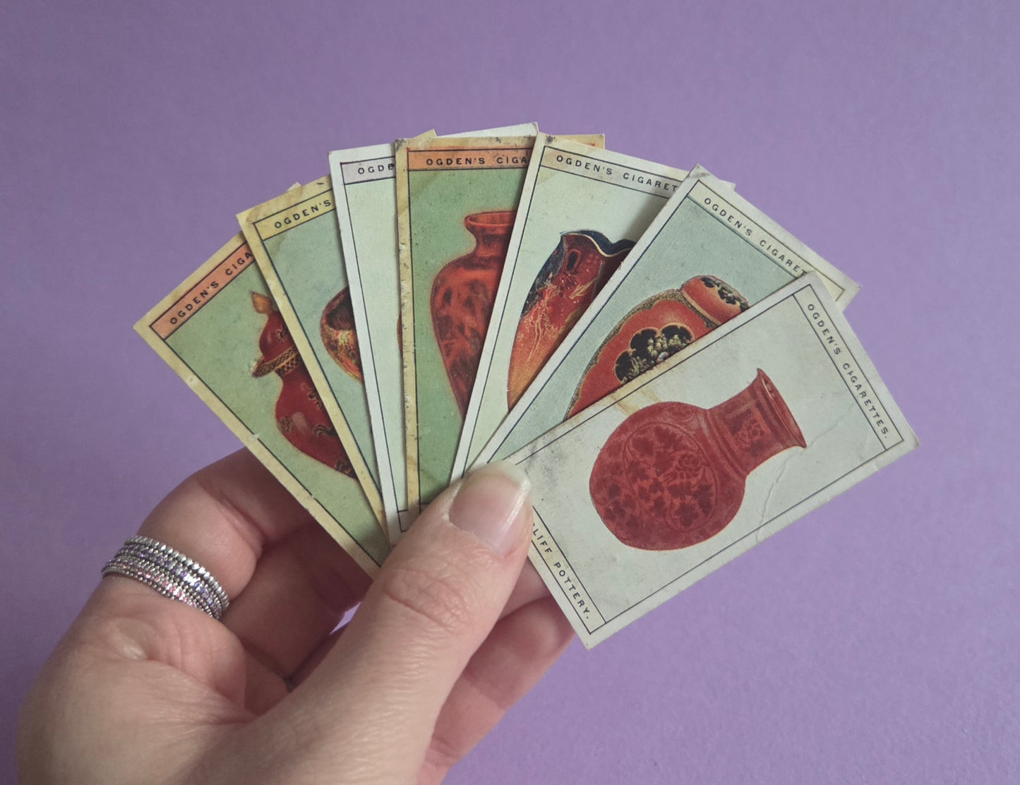 Modern British Pottery Cigarette Tea Cards Bundle 5 – Vintage Collectible Ogden’s Tea Cards for Junk Journals & Scrapbooks