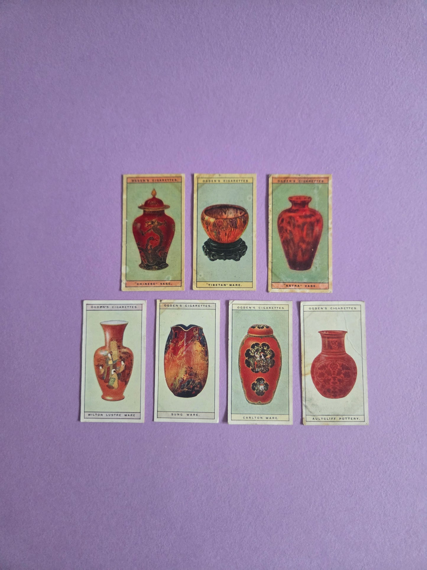 Modern British Pottery Cigarette Tea Cards Bundle 5 – Vintage Collectible Ogden’s Tea Cards for Junk Journals & Scrapbooks