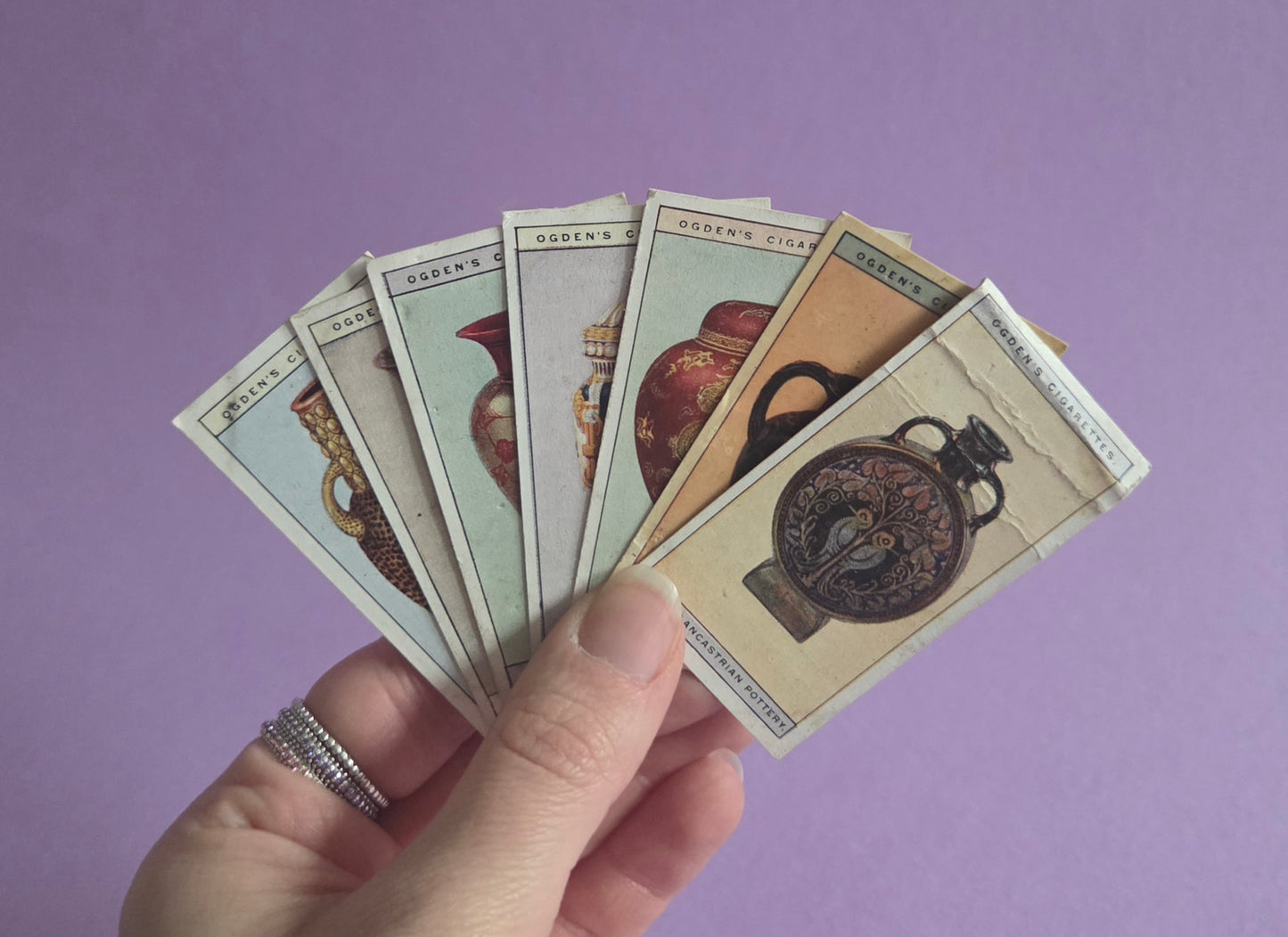 Modern British Pottery Cigarette Tea Cards Bundle 6 – Vintage Collectible Ogden’s Tea Cards for Junk Journals & Scrapbooks