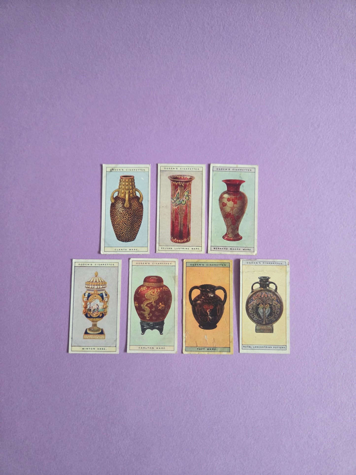 Modern British Pottery Cigarette Tea Cards Bundle 6 – Vintage Collectible Ogden’s Tea Cards for Junk Journals & Scrapbooks