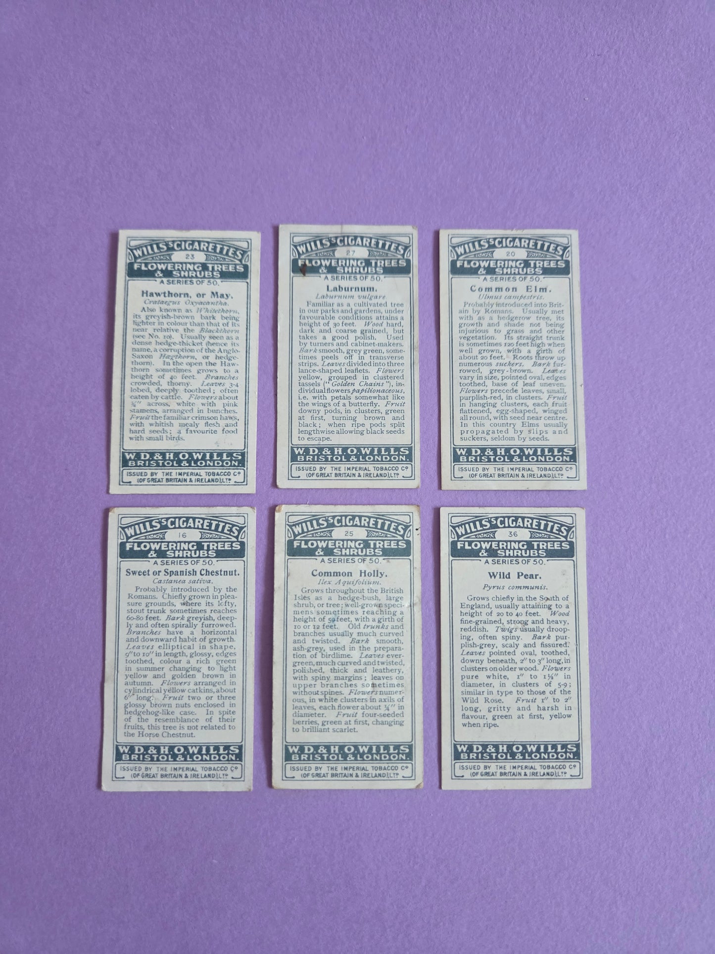 Vintage Flowering Trees & Shrubs Cigarette Tea Cards Bundle 3 – Botanical Ephemera for Junk Journals & Scrapbooks