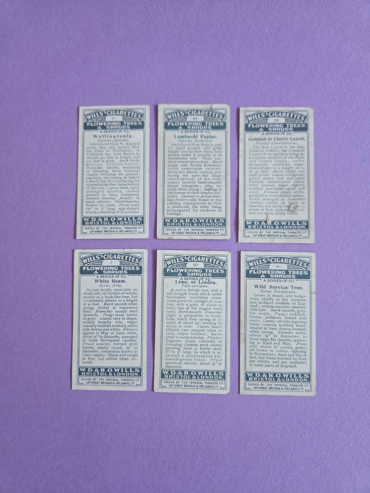 Vintage Flowering Trees & Shrubs Cigarette Tea Cards Bundle 6 – Botanical Ephemera for Junk Journals & Scrapbooks