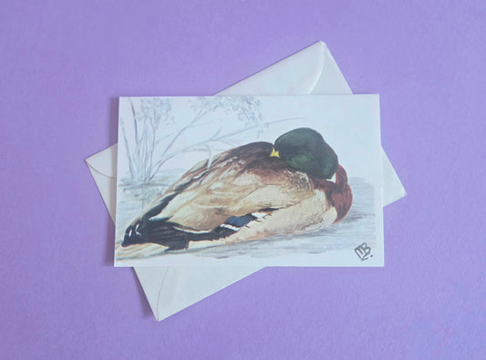 Vintage Duck Greeting Card – Hand-Painted Art Print by My Mum – A6 with Envelope
