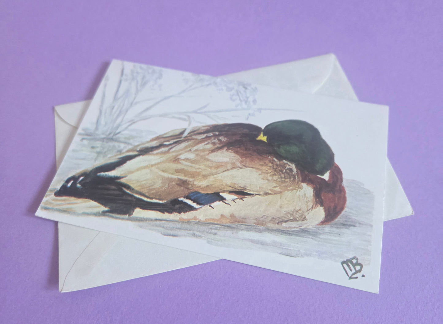 Vintage Duck Greeting Card – Hand-Painted Art Print by My Mum – A6 with Envelope