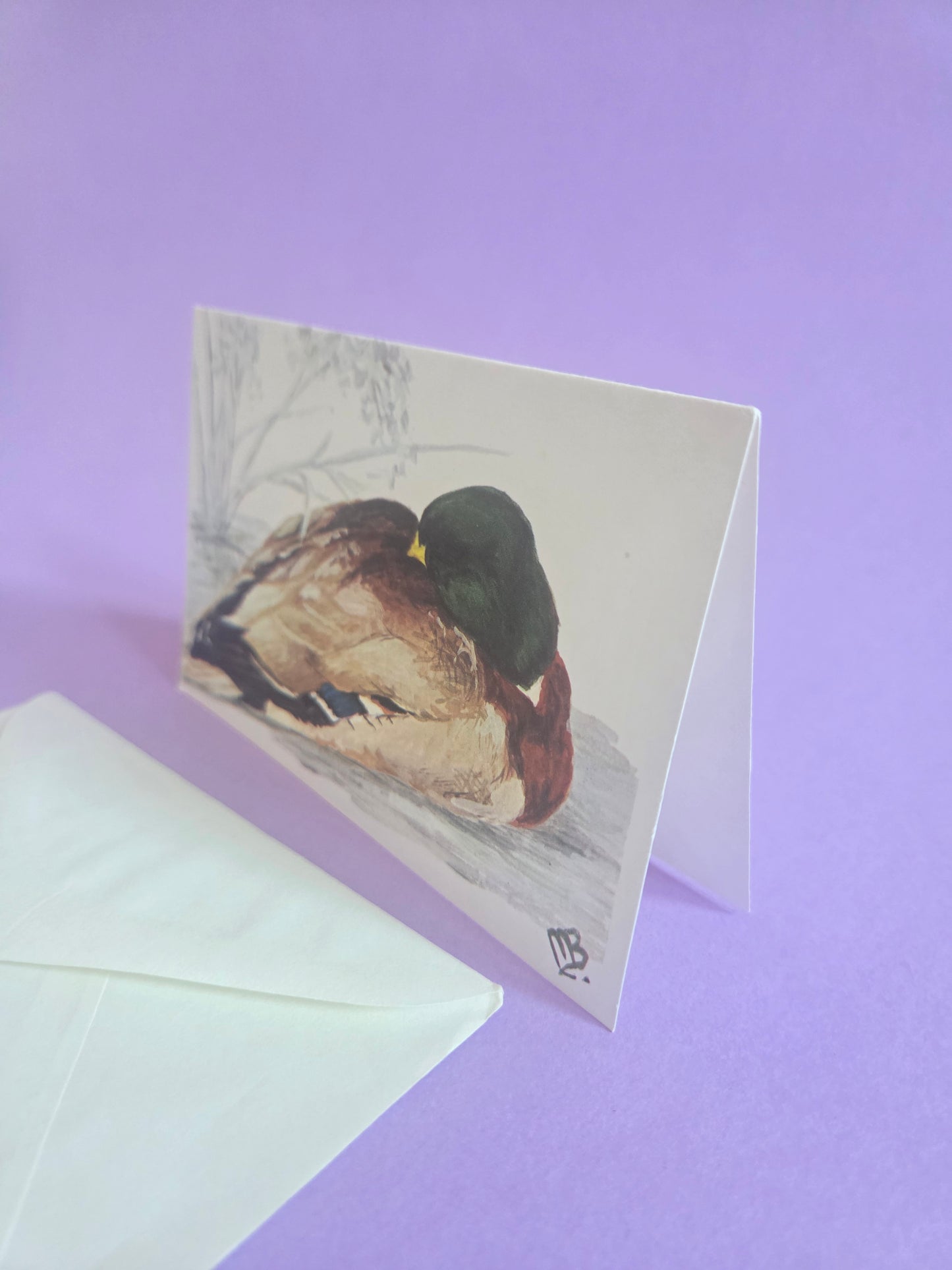 Vintage Duck Greeting Card – Hand-Painted Art Print by My Mum – A6 with Envelope