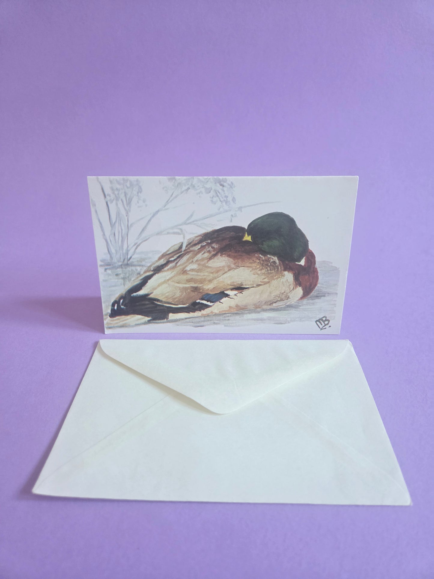 Vintage Duck Greeting Card – Hand-Painted Art Print by My Mum – A6 with Envelope