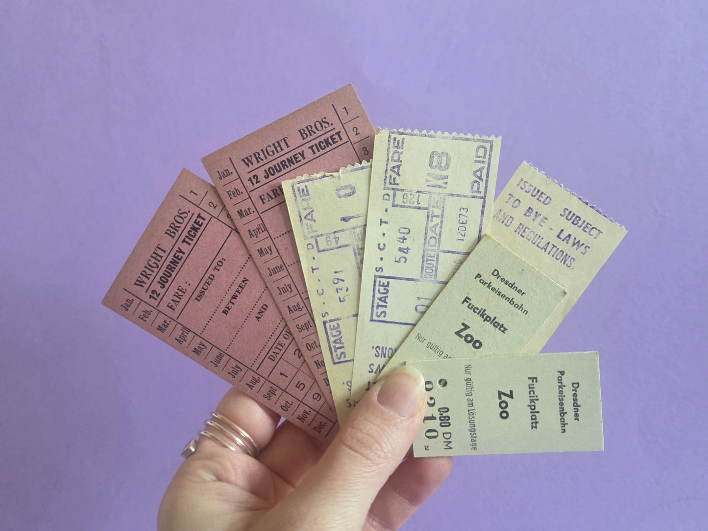 Vintage Bus & German Zoo Tickets Ephemera Set | Antique Travel Paper for Junk Journals