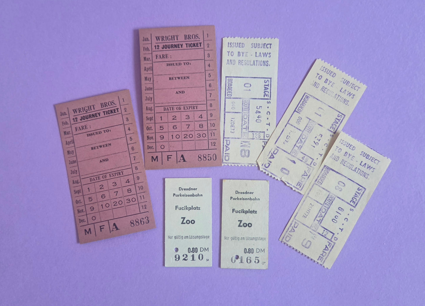 Vintage Bus & German Zoo Tickets Ephemera Set | Antique Travel Paper for Junk Journals