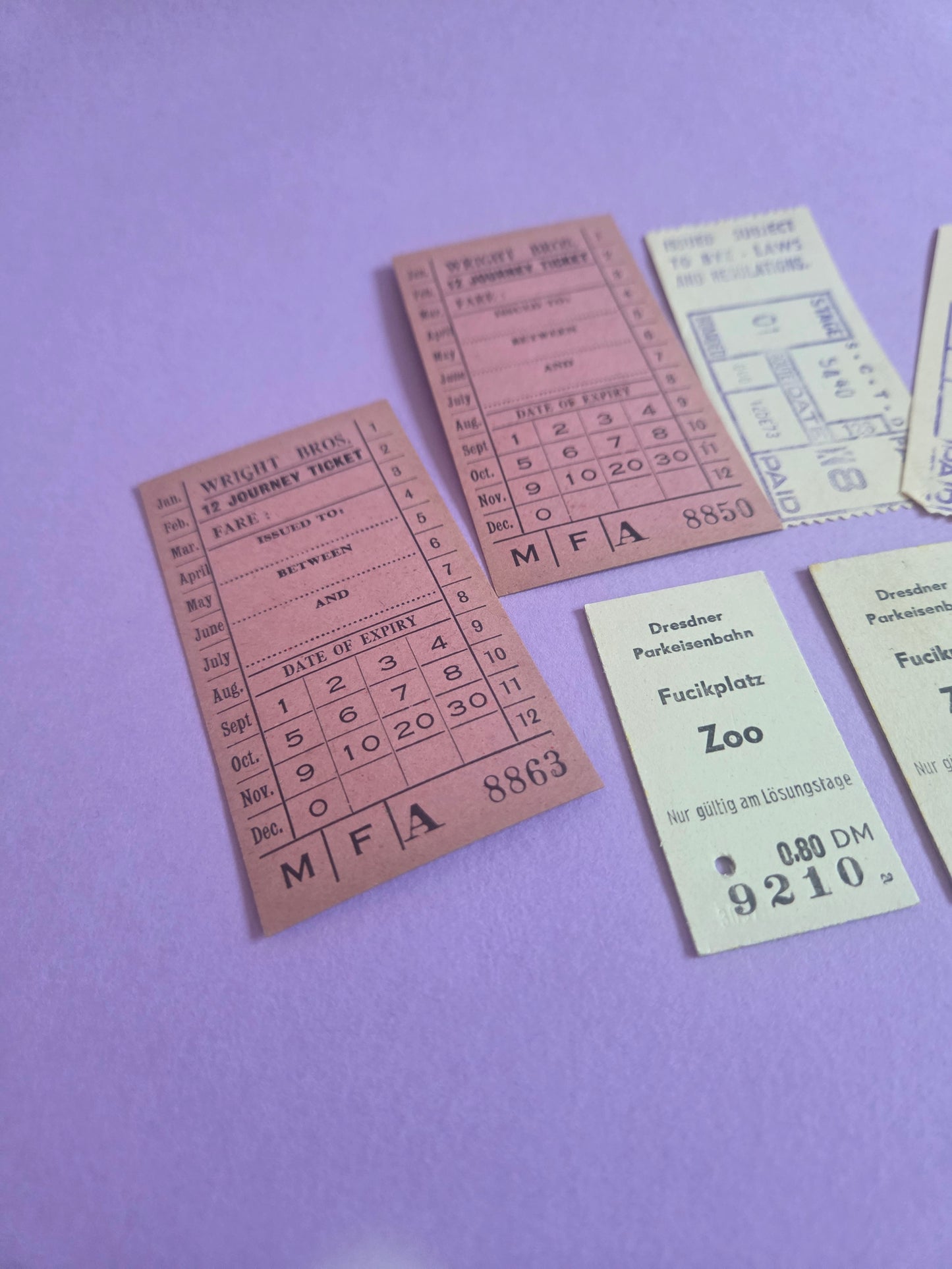 Vintage Bus & German Zoo Tickets Ephemera Set | Antique Travel Paper for Junk Journals