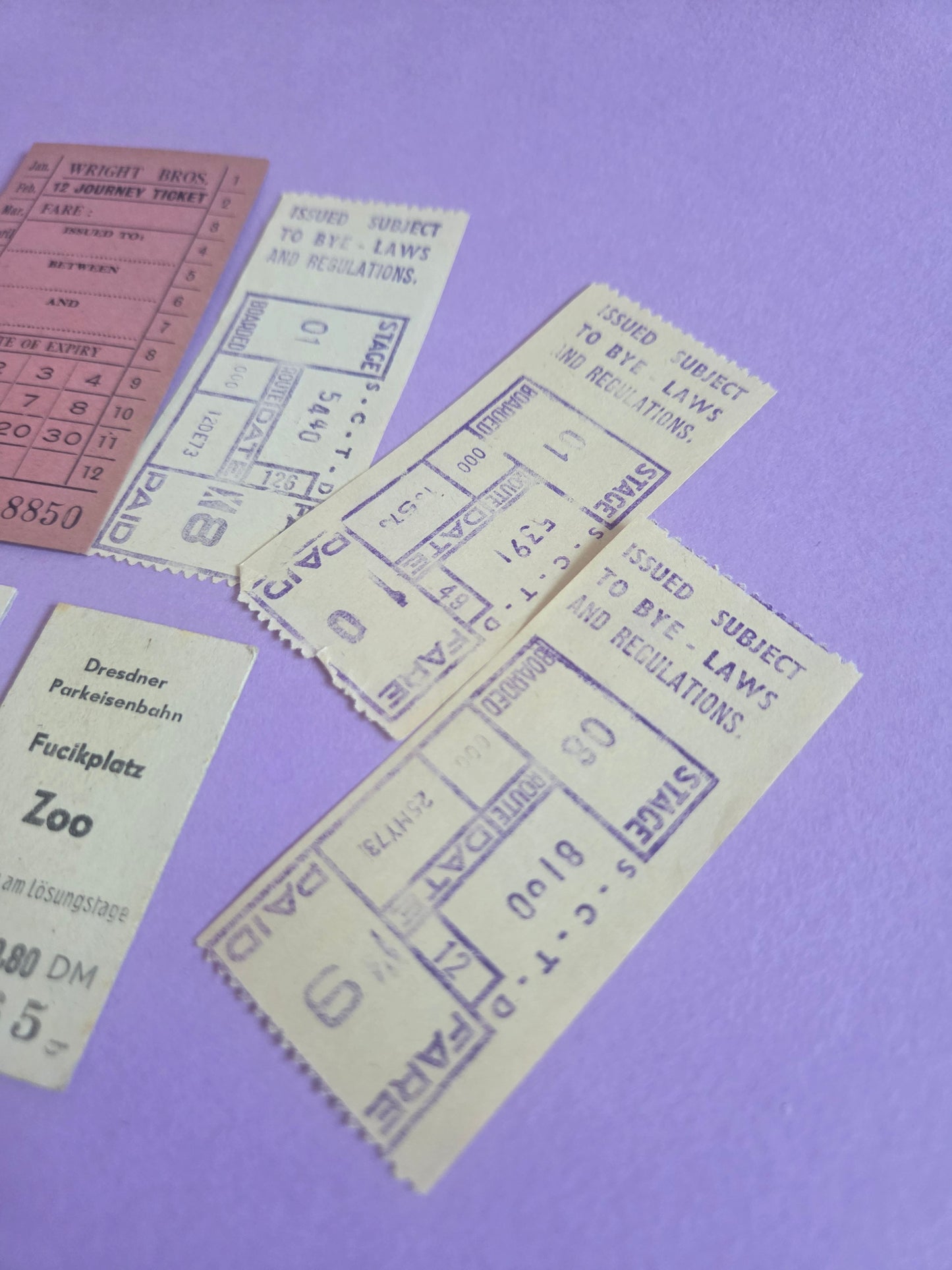 Vintage Bus & German Zoo Tickets Ephemera Set | Antique Travel Paper for Junk Journals