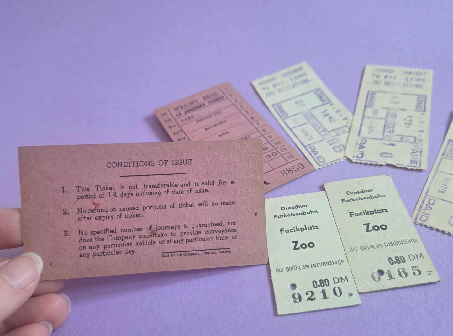 Vintage Bus & German Zoo Tickets Ephemera Set | Antique Travel Paper for Junk Journals
