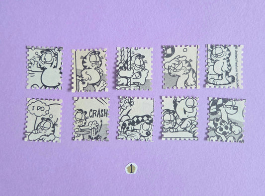 Vintage Garfield Stamp-Cut Ephemera - SET 1 | Repurposed Comic Book Pieces for Junk Journals & Scrapbooking | Limited Sets