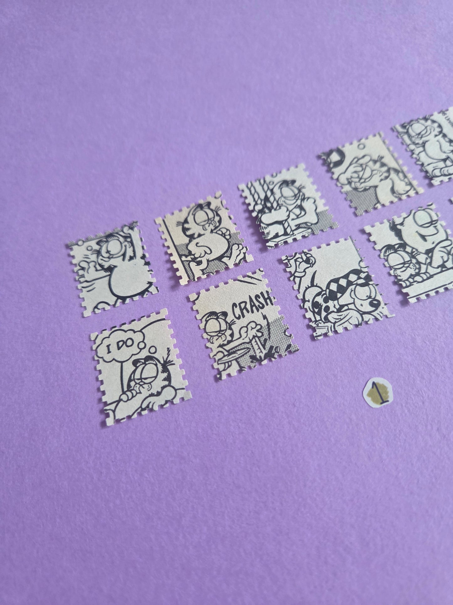 Vintage Garfield Stamp-Cut Ephemera - SET 1 | Repurposed Comic Book Pieces for Junk Journals & Scrapbooking | Limited Sets