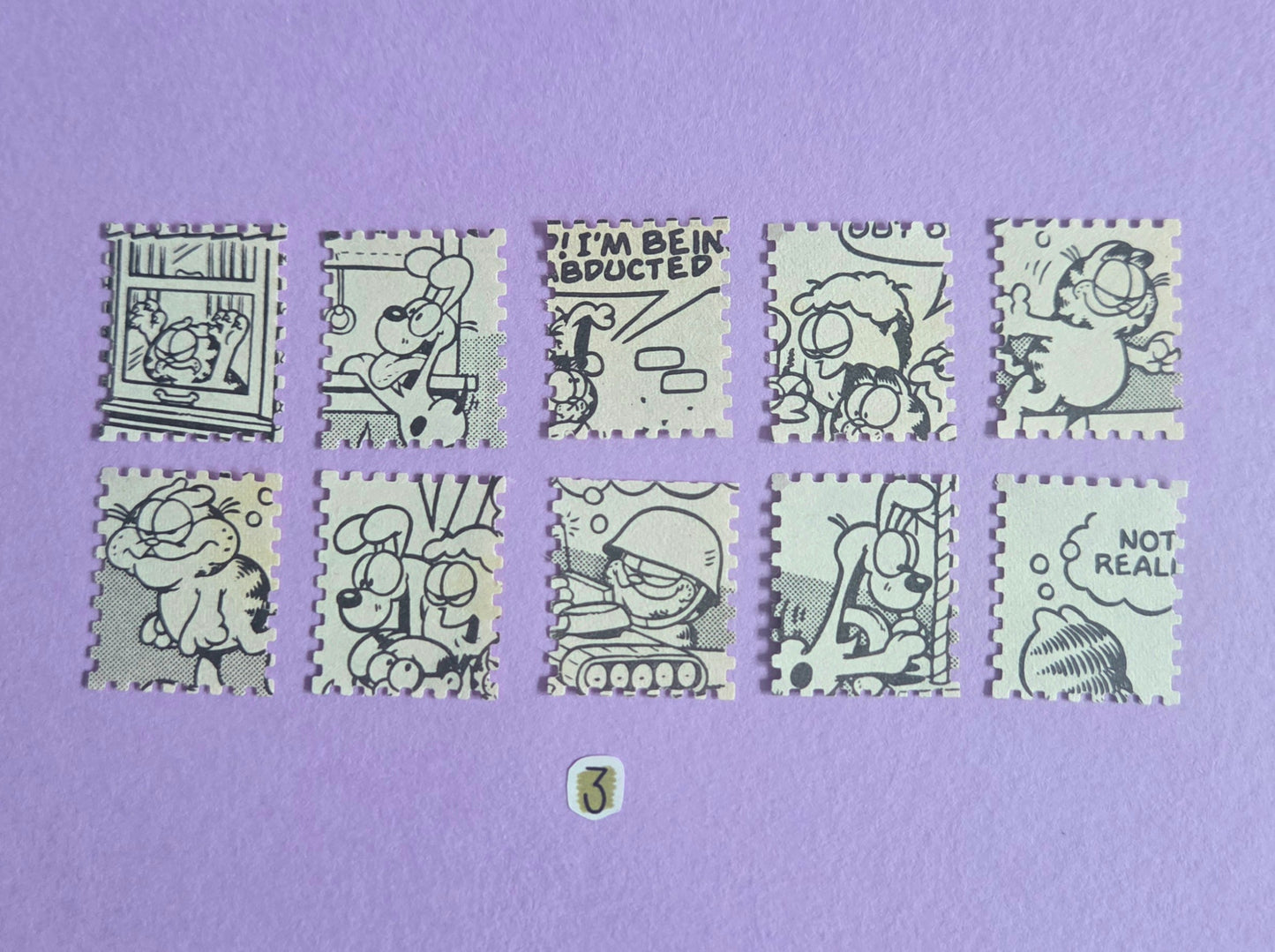 Vintage Garfield Stamp-Cut Ephemera - SET 3 | Repurposed Comic Book Pieces for Junk Journals & Scrapbooking | Limited Sets
