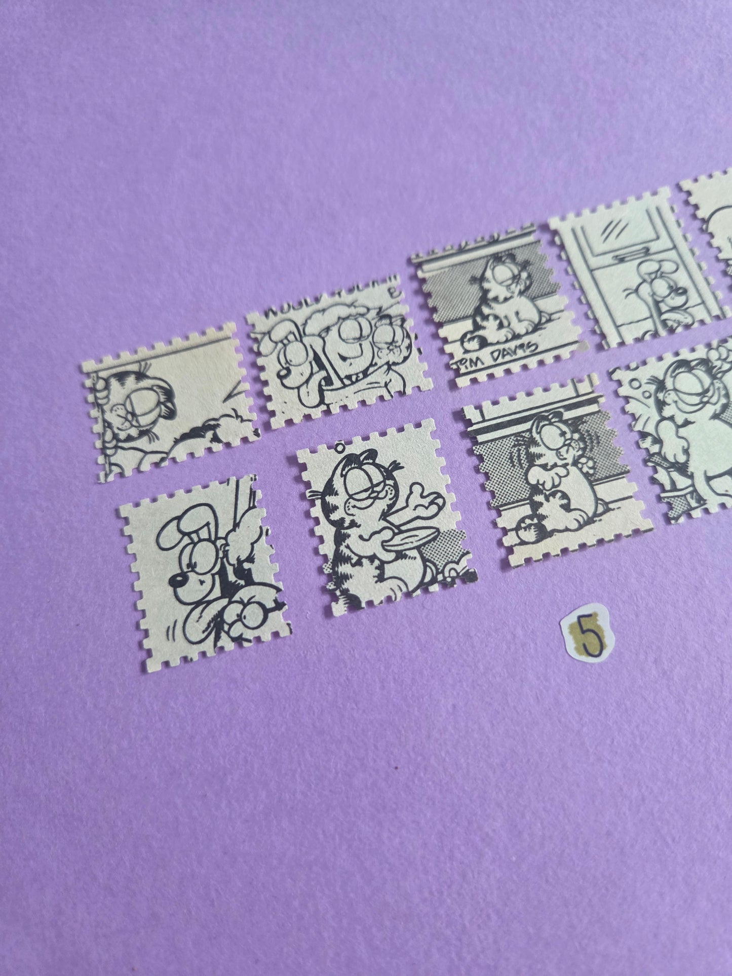 Vintage Garfield Stamp-Cut Ephemera - SET 5 | Repurposed Comic Book Pieces for Junk Journals & Scrapbooking | Limited Sets