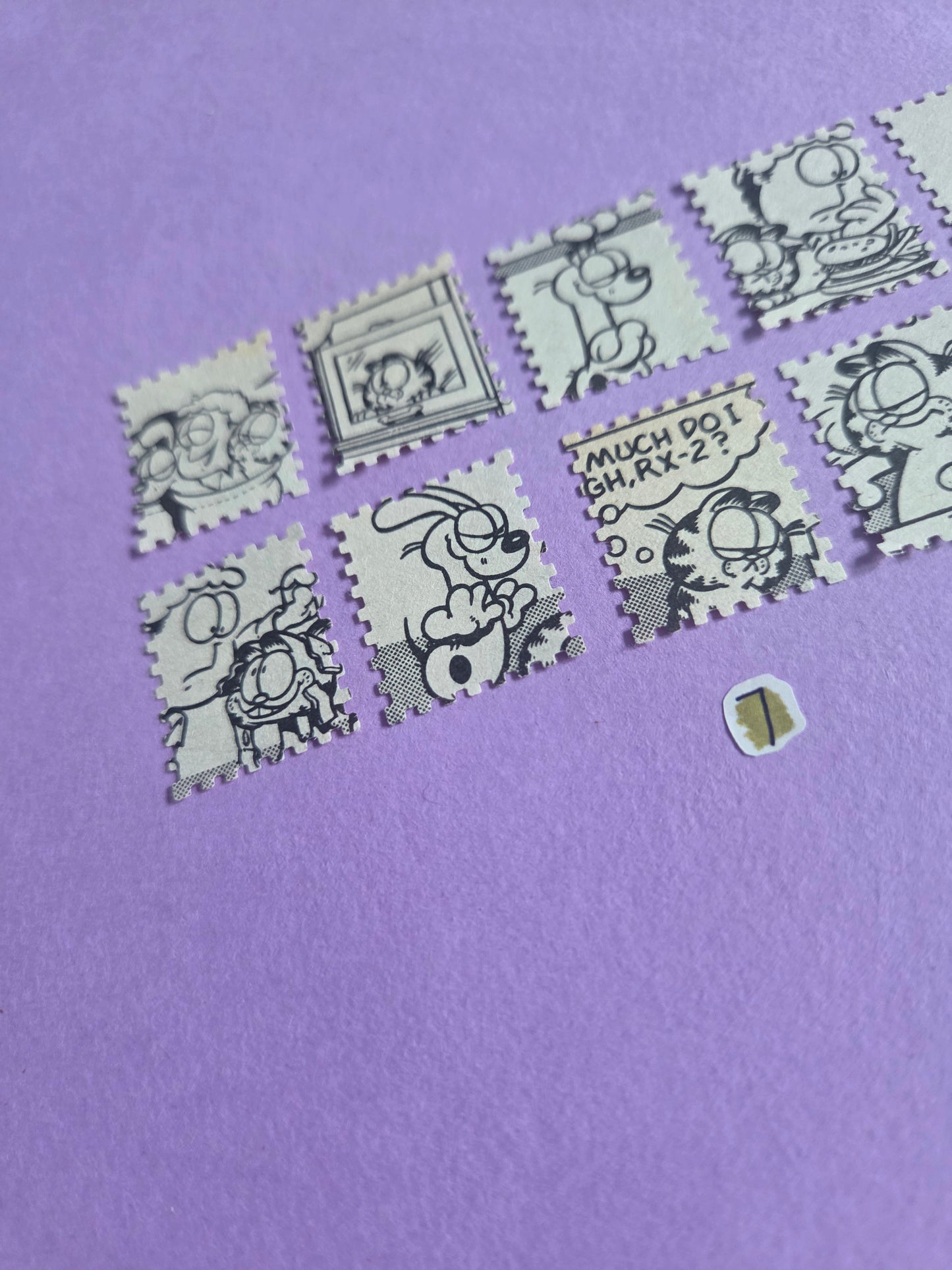 Vintage Garfield Stamp-Cut Ephemera - SET 7 | Repurposed Comic Book Pieces for Junk Journals & Scrapbooking | Limited Sets