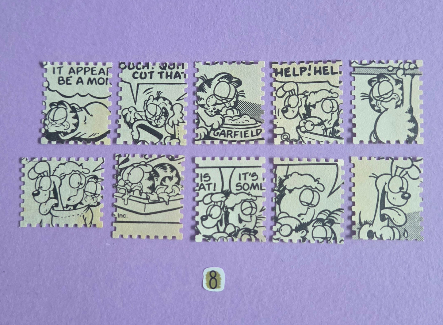 Vintage Garfield Stamp-Cut Ephemera - SET 8 | Repurposed Comic Book Pieces for Junk Journals & Scrapbooking | Limited Sets