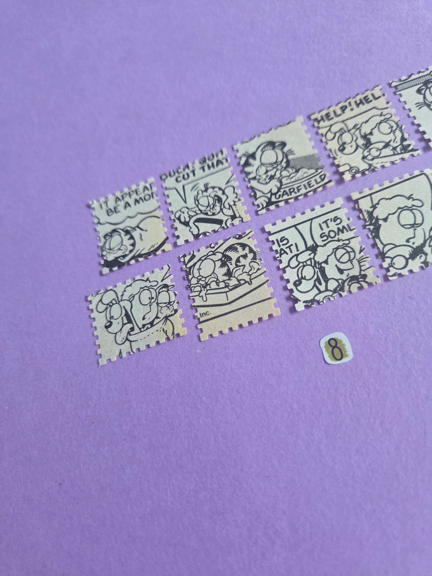 Vintage Garfield Stamp-Cut Ephemera - SET 8 | Repurposed Comic Book Pieces for Junk Journals & Scrapbooking | Limited Sets