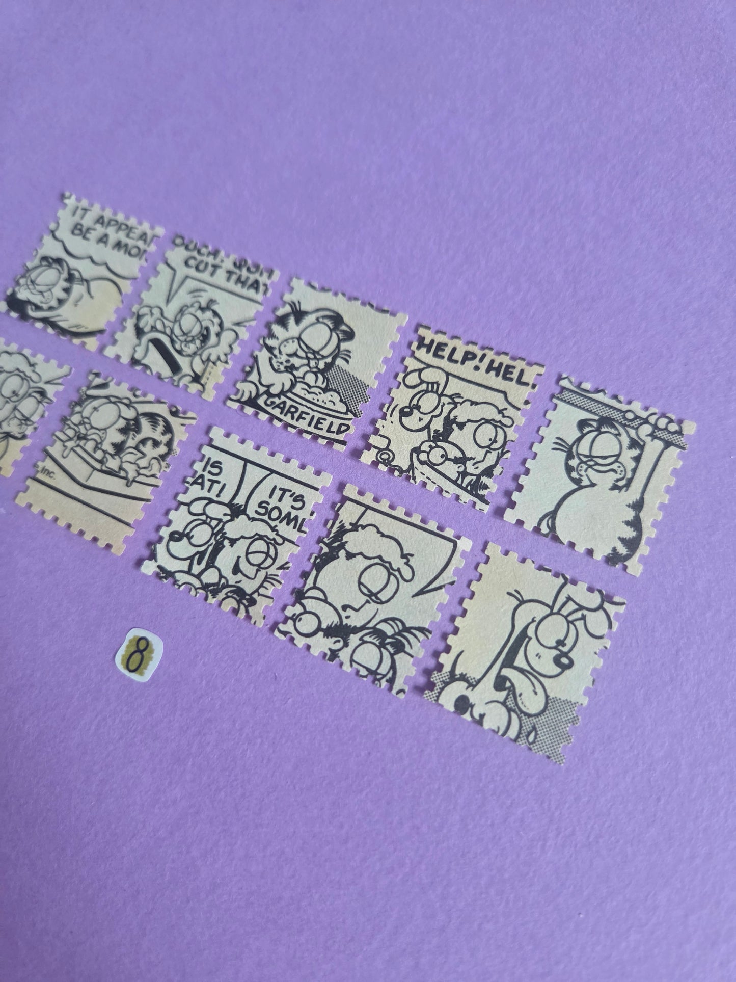 Vintage Garfield Stamp-Cut Ephemera - SET 8 | Repurposed Comic Book Pieces for Junk Journals & Scrapbooking | Limited Sets