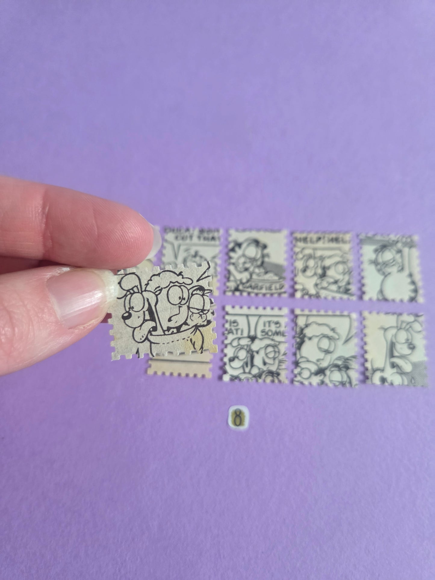 Vintage Garfield Stamp-Cut Ephemera - SET 8 | Repurposed Comic Book Pieces for Junk Journals & Scrapbooking | Limited Sets