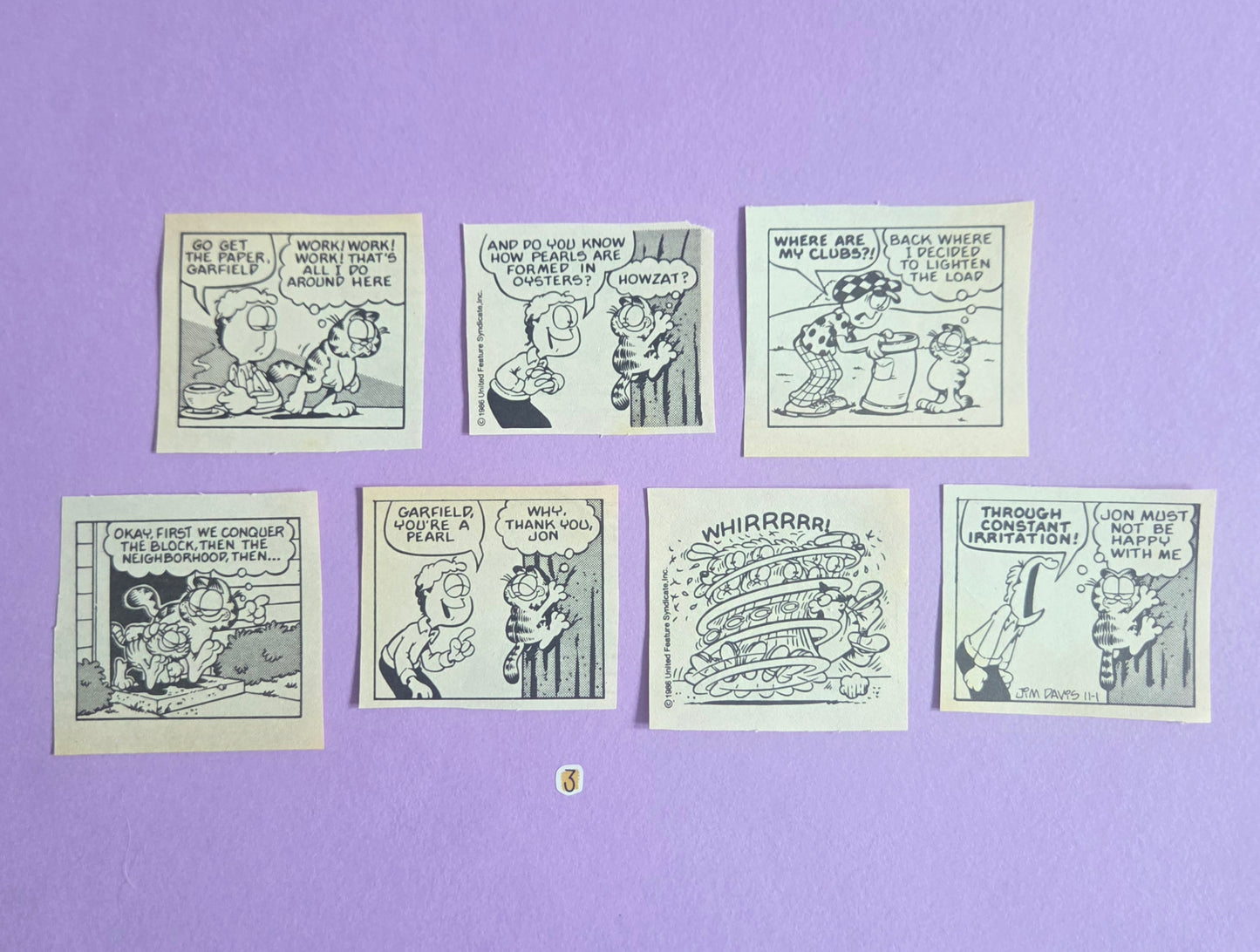 Vintage Garfield SQUARE-CUT Ephemera - SET 3 | Repurposed Comic Book Pieces for Junk Journals & Scrapbooking | Limited Edition