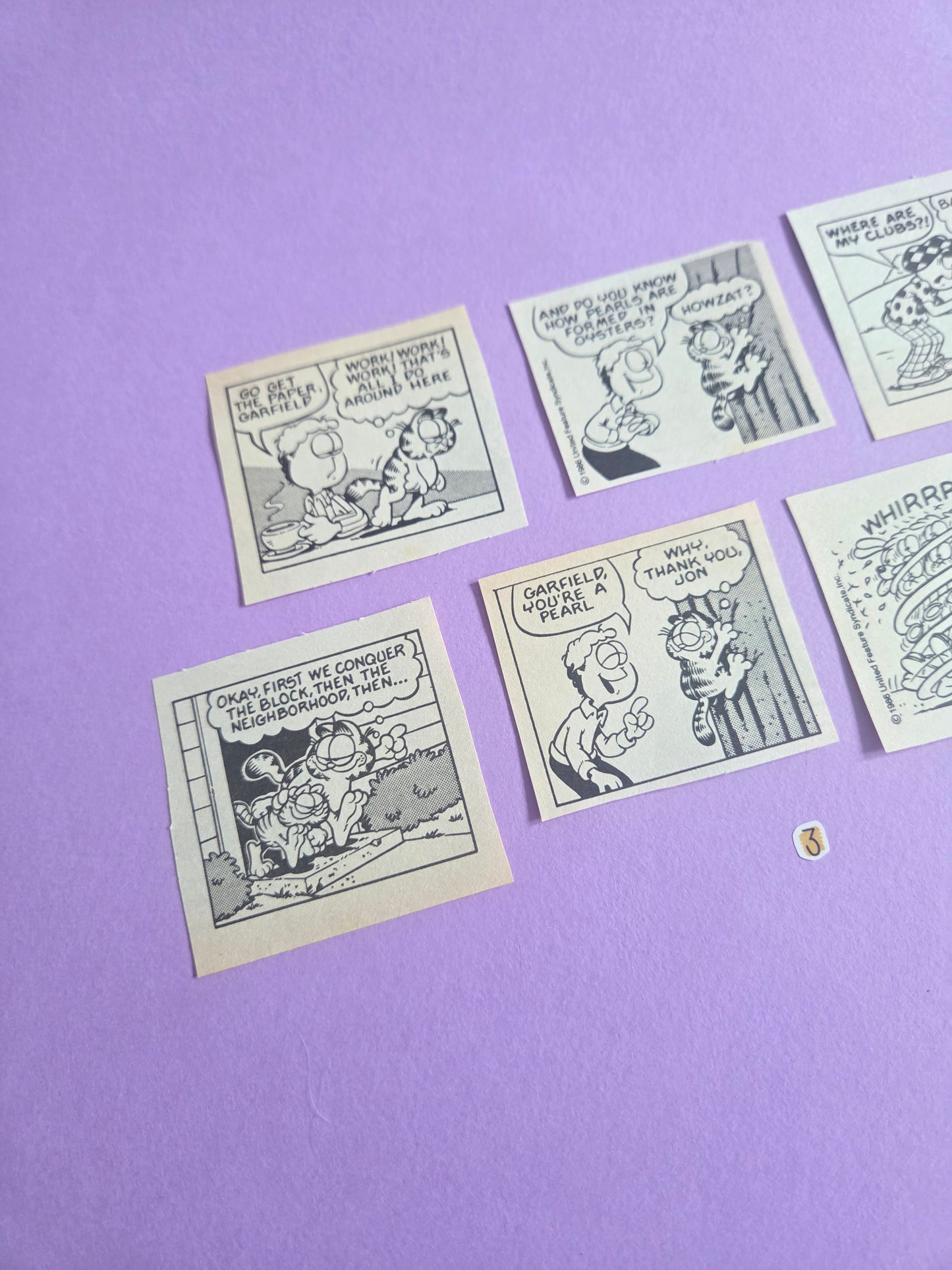 Vintage Garfield SQUARE-CUT Ephemera - SET 3 | Repurposed Comic Book Pieces for Junk Journals & Scrapbooking | Limited Edition