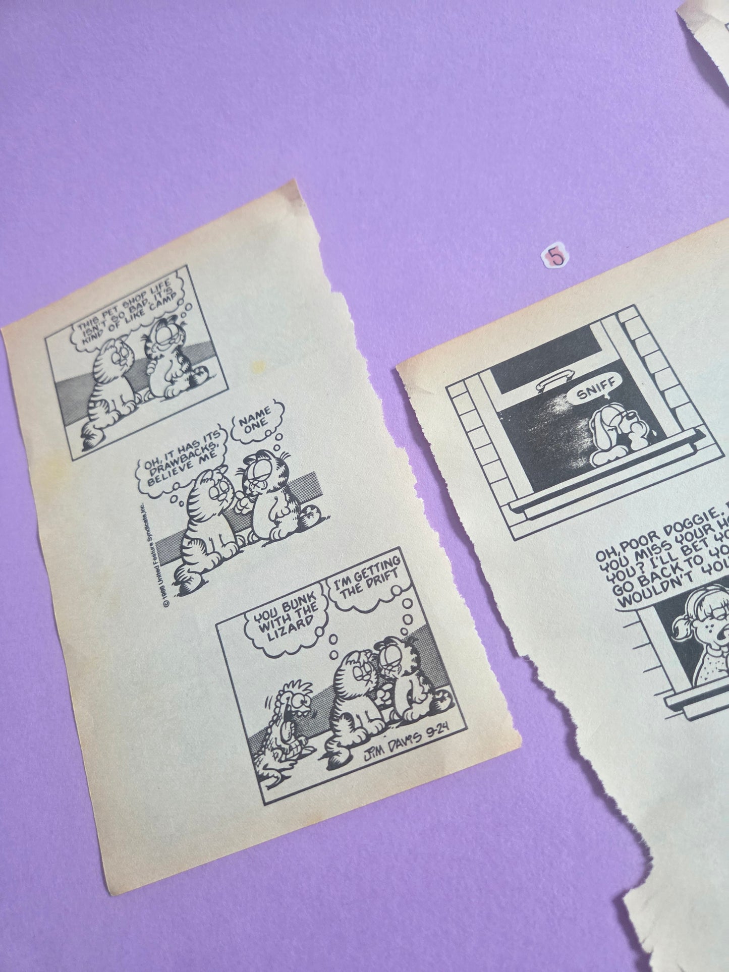 Vintage Garfield Torn Page Ephemera NO. 5 (3 pages)| Double-Sided Comic Book Pages for Junk Journals & Scrapbooking | Limited Edition