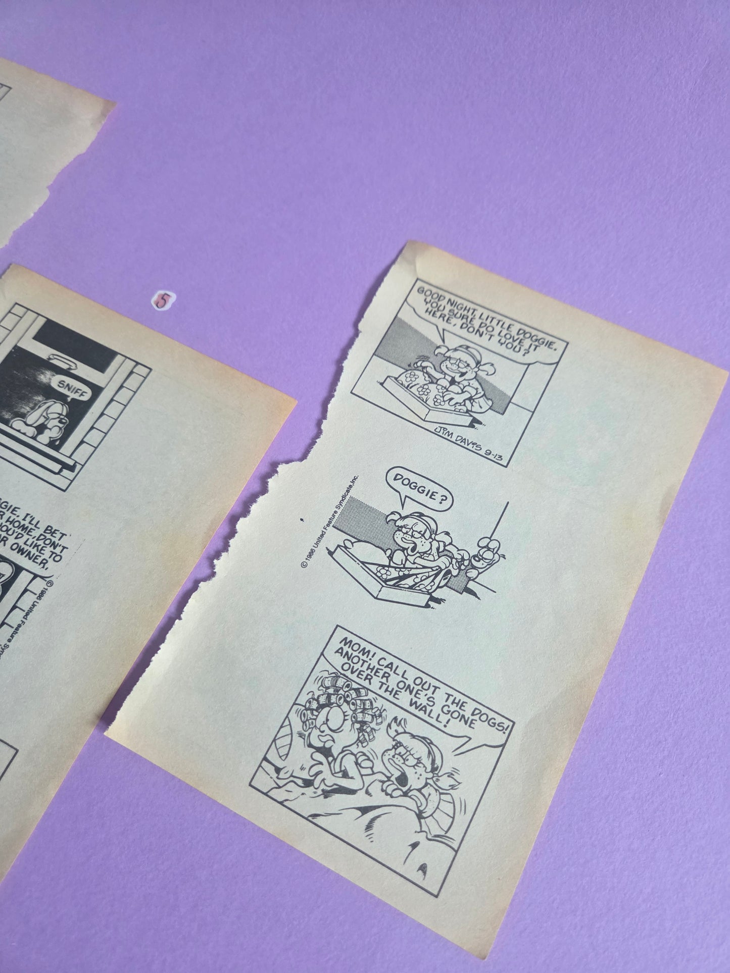 Vintage Garfield Torn Page Ephemera NO. 5 (3 pages)| Double-Sided Comic Book Pages for Junk Journals & Scrapbooking | Limited Edition