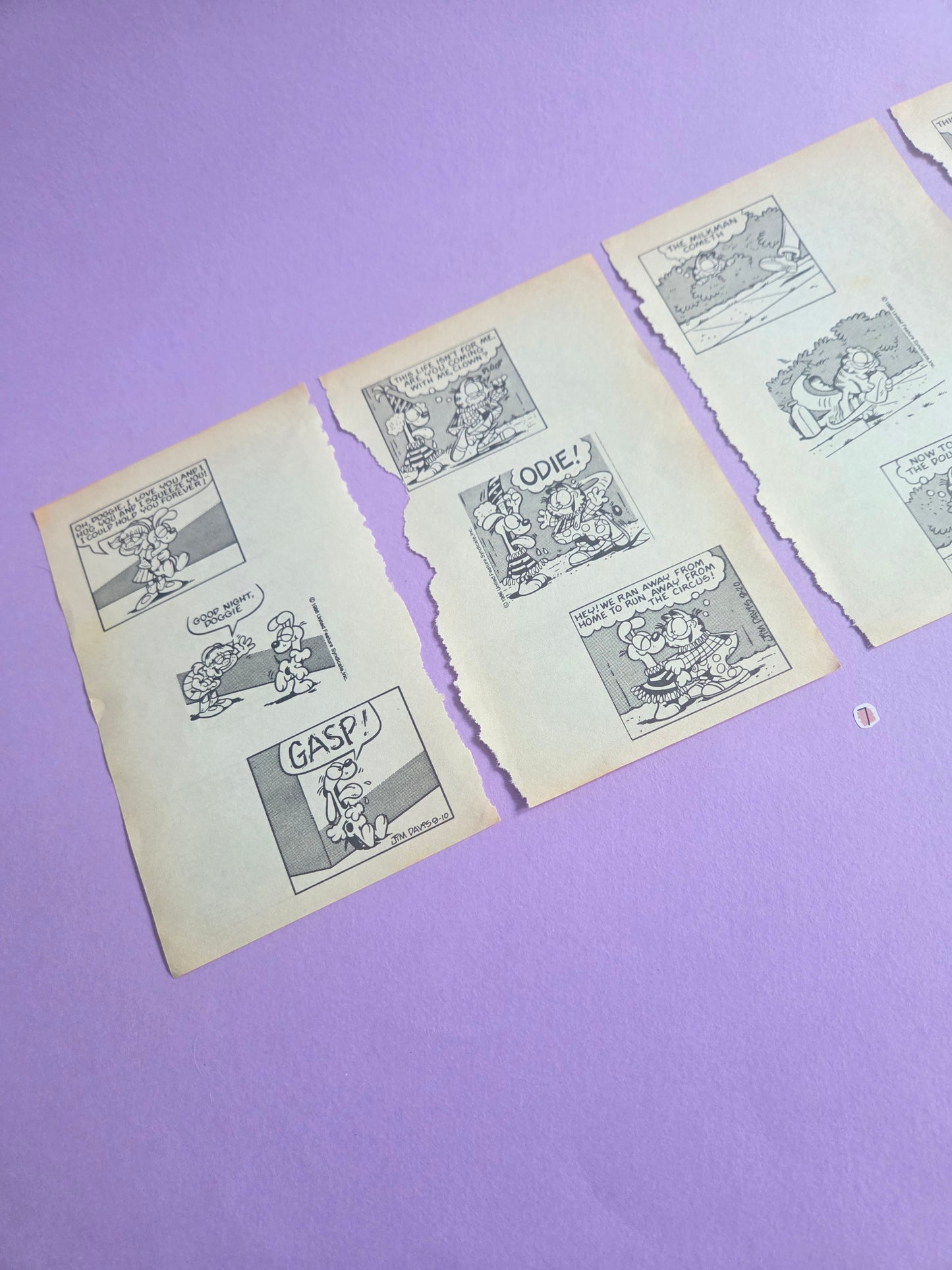 Vintage Garfield Torn Page Ephemera NO. 7 (4 pages)| Double-Sided Comic Book Pages for Junk Journals & Scrapbooking | Limited Edition