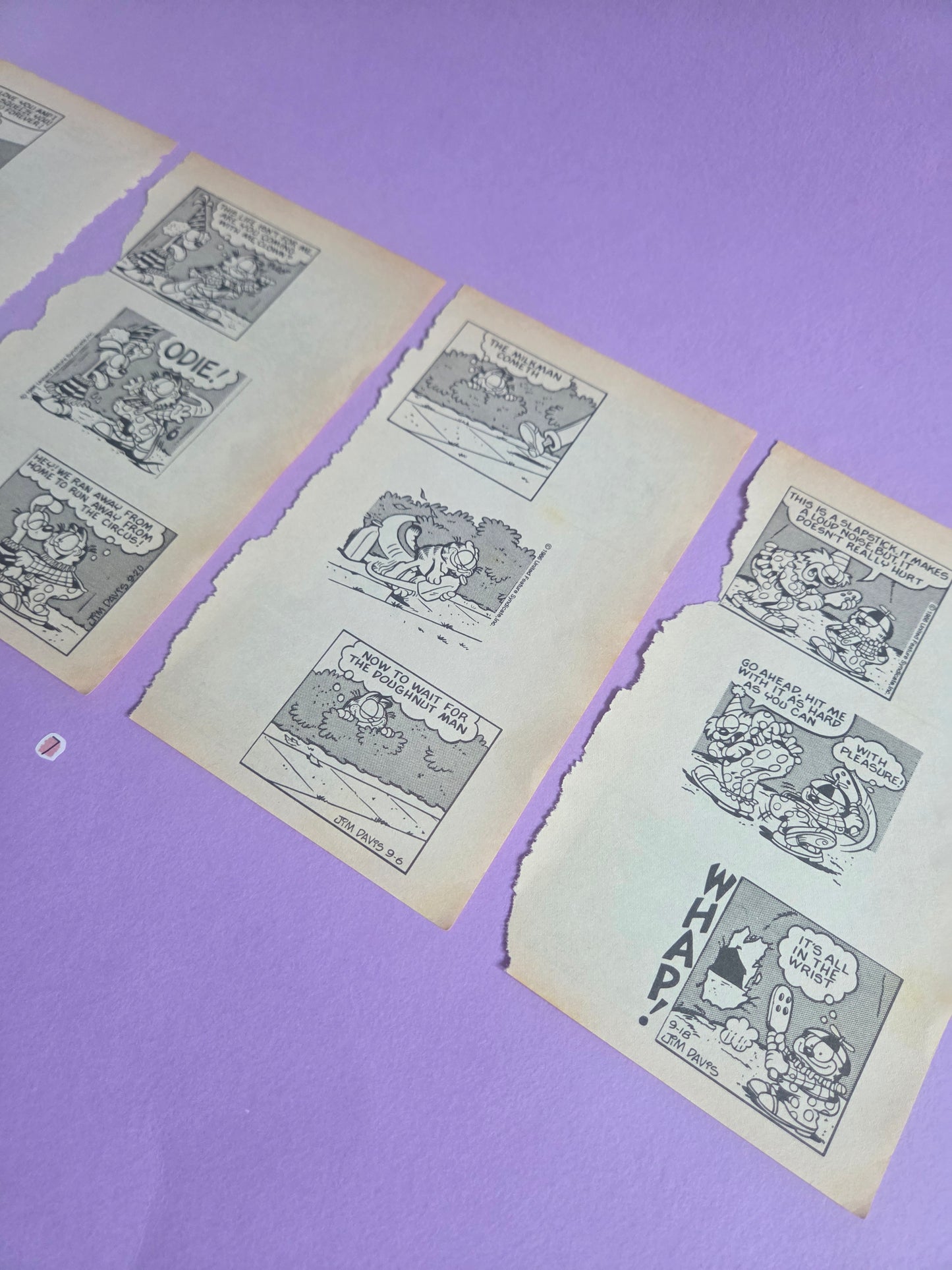 Vintage Garfield Torn Page Ephemera NO. 7 (4 pages)| Double-Sided Comic Book Pages for Junk Journals & Scrapbooking | Limited Edition