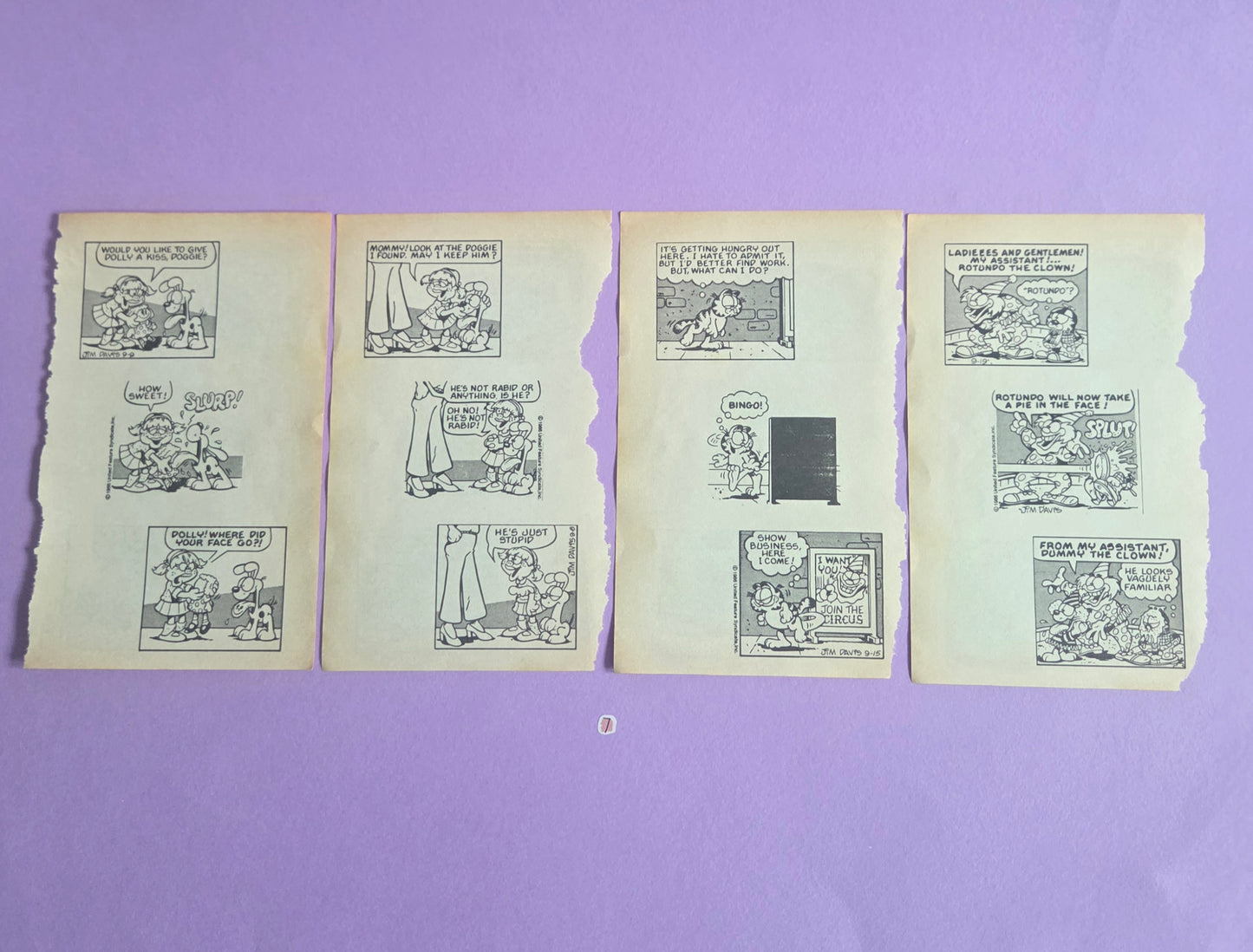 Vintage Garfield Torn Page Ephemera NO. 7 (4 pages)| Double-Sided Comic Book Pages for Junk Journals & Scrapbooking | Limited Edition