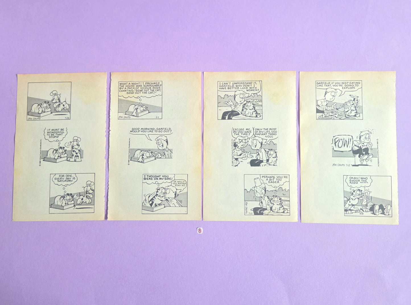 Vintage Garfield Torn Page Ephemera NO. 8 (4 pages)| Double-Sided Comic Book Pages for Junk Journals & Scrapbooking | Limited Edition